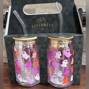 Súper Cute 🥰 Halloween Ghost 👻👻 Set of 2 Tumbler With Bamboo Lid And Glass…